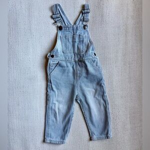 Zara Light Blue and white Striped Denim Overalls, 12-18m